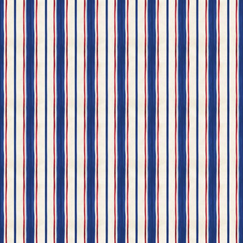 Red, White, & Gnome W180-021-175 Stripes Ivory Blue by Yvette St. Amant for White Owl Textiles