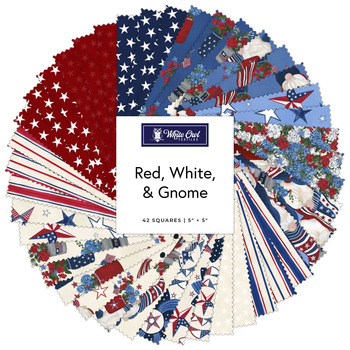 Red, White, & Gnome  5" Stamps Yvette St. Amant for White Owl Textiles