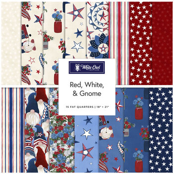 Red, White, & Gnome  Fat Quarter Bundle Yvette St. Amant for White Owl Textiles