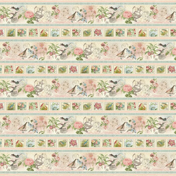 Botanical Tea W130-045-175 Border Stripe Multi by Graphic 45 for White Owl Textiles