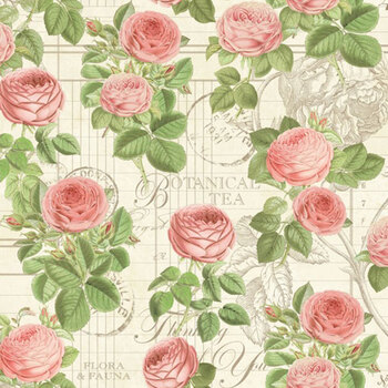 Botanical Tea W130-048-158 Flora Cream by Graphic 45 for White Owl Textiles