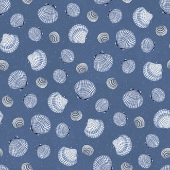 Coastal Treasures W100-038-717 Scallop Toss Blue by Nicole Tamarin for White Owl Textiles