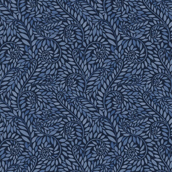 Coastal Treasures W100-040-779 Scroll Navy by Nicole Tamarin for White Owl Textiles