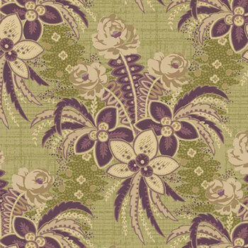 Amethyst Meadow R222165D Floral Dance Green by Paula Barnes for Marcus Fabrics