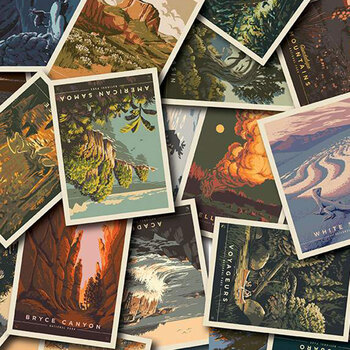 National Parks Wilderness & Wonder CD13290-MULTI Postcard Toss by Anderson Design Group for Riley Blake Designs