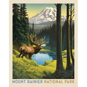 National Parks Wilderness & Wonder PD16133-PANEL Mount Rainier Poster Panel by Anderson Design Group for Riley Blake Designs
