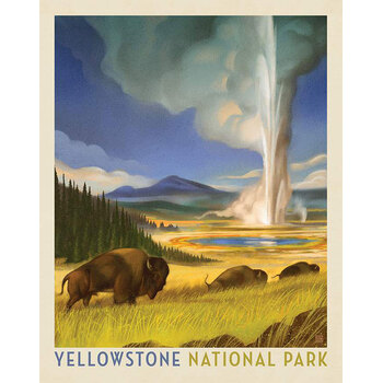 National Parks Wilderness & Wonder PD16136-PANEL Yellowstone Poster Panel by Anderson Design Group for Riley Blake Designs