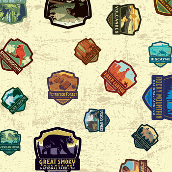 National Parks Wilderness & Wonder C8782-CREAM Patches by Anderson Design Group for Riley Blake Designs