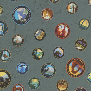 National Parks Wilderness & Wonder CD13292-BLUE Emblems by Anderson Design Group for Riley Blake Designs