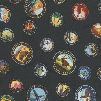 National Parks Wilderness & Wonder CD13292-NAVY Emblems by Anderson Design Group for Riley Blake Designs