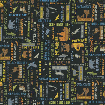 National Parks Wilderness & Wonder C8784-BLACK Word Print by Anderson Design Group for Riley Blake Designs
