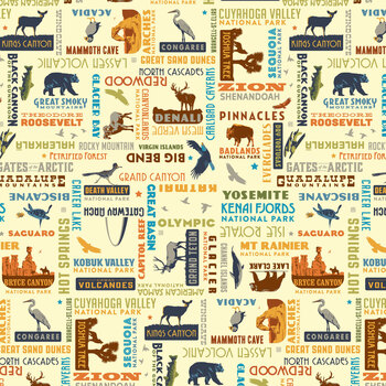 National Parks Wilderness & Wonder C8784-CREAM Word Print by Anderson Design Group for Riley Blake Designs