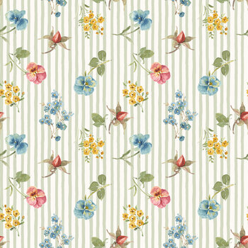 Little Garden Path CD19131-GREEN Floral Stripes by Lisa Audit for Riley Blake Designs