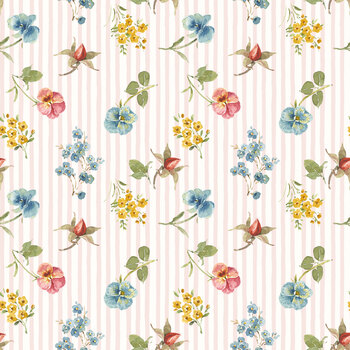 Little Garden Path CD19131-PINK Floral Stripes by Lisa Audit for Riley Blake Designs