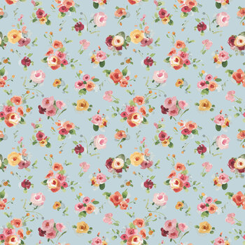 Little Garden Path CD19133-BLUE Flower Toss by Lisa Audit for Riley Blake Designs