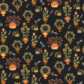 Feels Like Fall C19111-BLACK Flowers by Teresa Kogut for Riley Blake Designs