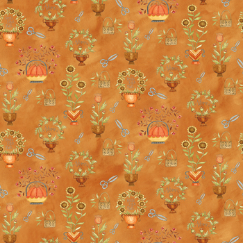 Feels Like Fall C19111-PUMPKIN Flowers by Teresa Kogut for Riley Blake Designs