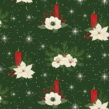 Peace on Earth C19191-FOREST Candle Flowers by Sandy Gervais for Riley Blake Designs
