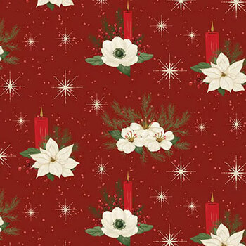 Peace on Earth C19191-WINTERBERRY Candle Flowers by Sandy Gervais for Riley Blake Designs