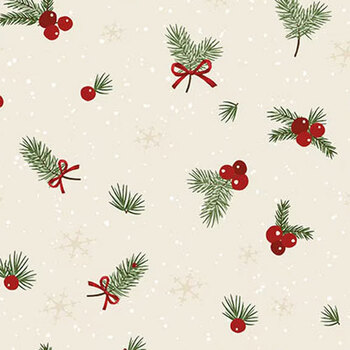 Peace on Earth C19192-CREAM Berry Clusters by Sandy Gervais for Riley Blake Designs