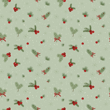 Peace on Earth C19192-LTGREEN Berry Clusters by Sandy Gervais for Riley Blake Designs