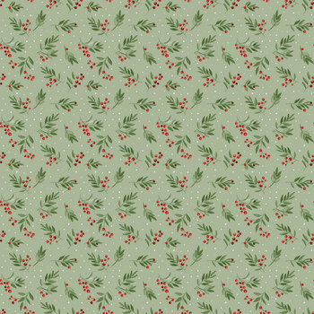 Peace on Earth C19193-LTGREEN Tossed Berries by Sandy Gervais for Riley Blake Designs