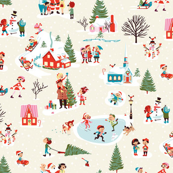 Christmas Cheer C19060-CREAM Main by Shawn Wallace for Riley Blake Designs