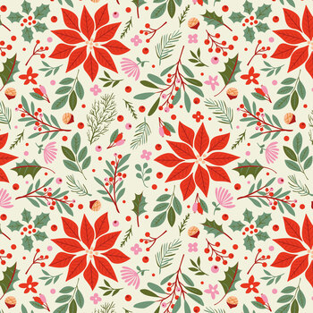 Christmas Cheer C19062-CREAM Christmas Floral by Shawn Wallace for Riley Blake Designs