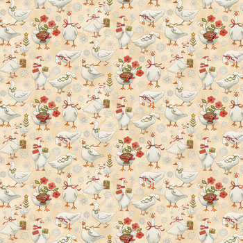 Waddle's Christmas C19291-CREAM Waddle’s Toss by Teresa Kogut for Riley Blake Designs