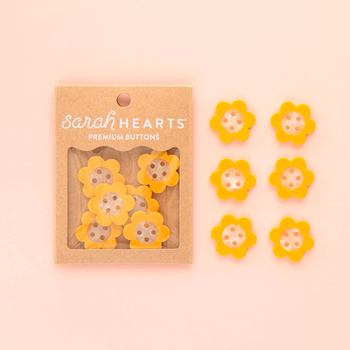 Sarah Hearts Yellow Daisy Large 1" Button Pack