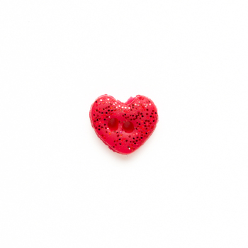 Button - Metallic Red Heart, Small