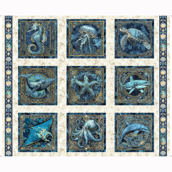 Deep Blue Dreams 32643-E LG Sea Creatures Panel by Morris Creative Group for QT Fabrics