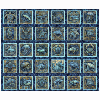 Deep Blue Dreams 32644-N Sm Sea Creature Panel by Morris Creative Group for QT Fabrics