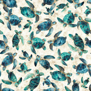Deep Blue Dreams 32647-E Sea Turtles by Morris Creative Group for QT Fabrics