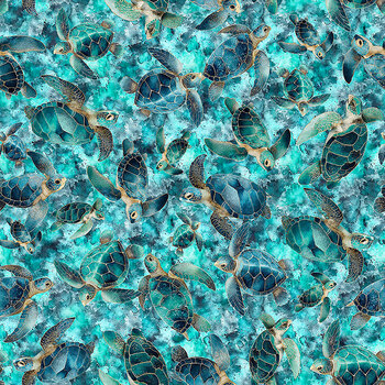 Deep Blue Dreams 32647-Q Sea Turtles by Morris Creative Group for QT Fabrics