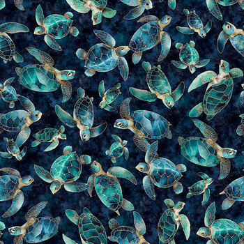 Deep Blue Dreams 32647-W Sea Turtles by Morris Creative Group for QT Fabrics