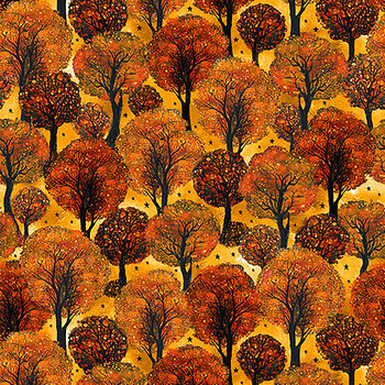 A Dark and Scary Night 32909-O Trees Orange by Michael McKinney for QT Fabrics