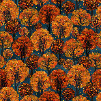 A Dark and Scary Night 32909-B Trees Blue by Michael McKinney for QT Fabrics