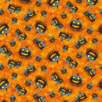 A Dark and Scary Night 32908-O Scary Pumpkins Orange by Michael McKinney for QT Fabrics