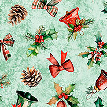 Highland Holiday 32803-Q Bells, Bows, & Pinecones by Morris Creative Group for QT Fabrics