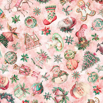 North Pole Magic 32628-P Christmas Toss Pink by Morris Creative Group for QT Fabrics