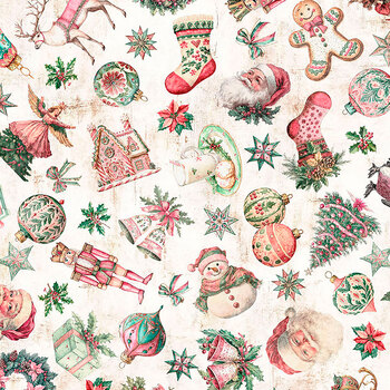 North Pole Magic 32628-E Christmas Toss Ecru by Morris Creative Group for QT Fabrics