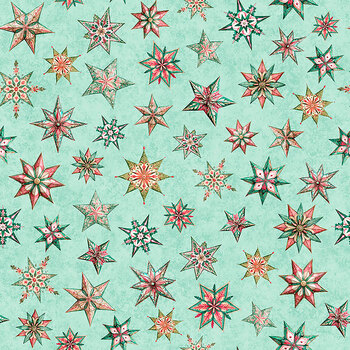 North Pole Magic 32627-Q Christmas Stars Aqua by Morris Creative Group for QT Fabrics
