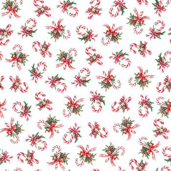 North Pole Magic 32630-Z Candy Canes White by Morris Creative Group for QT Fabrics