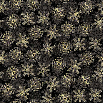 Songs of Santa 32717-J Snowflakes Black by QT Fabrics