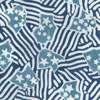 Broad Stripes & Bright Stars B1068-Y Royal by Raja Batiks for QT Fabrics