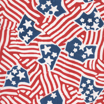 Broad Stripes & Bright Stars B1068-RY Red/Royal by Raja Batiks for QT Fabrics