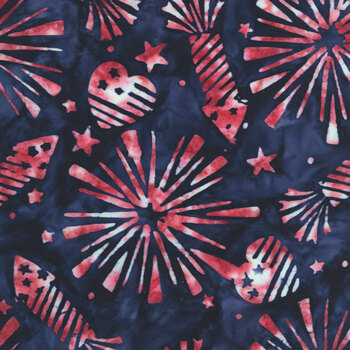 Broad Stripes & Bright Stars B1067-NR Navy/Red by Raja Batiks for QT Fabrics