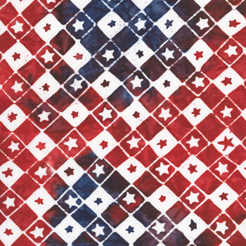 Broad Stripes & Bright Stars B1071-RN Red/Navy by Raja Batiks for QT Fabrics