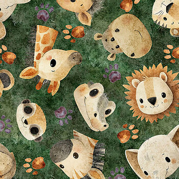Wild at Heart 32669-F Baby Animal Tossed Heads by Morris Creative Group for QT Fabrics